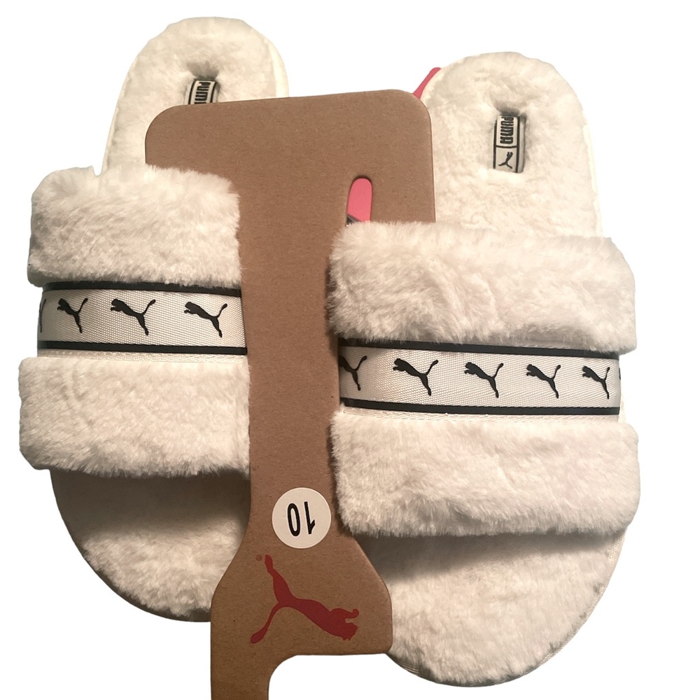 SZ 10 Puma Faux fur slides